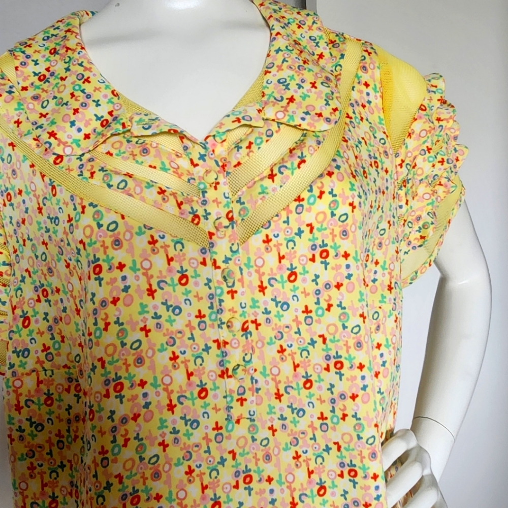 Yellow Blouse with ditsy style print